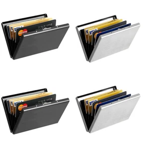 US 2-4 Pc RFID Blocking Credit Card ID Holder Slim Travel Wallet Stainless Steel - Picture 1 of 19