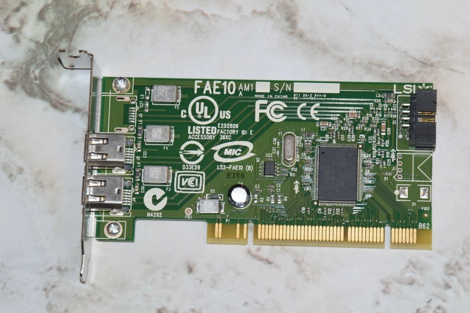 Dell LSI Low Profile Dual Port 1394 Firewire 400 Card LS2-FAE10 J886H Used - Image 1 of 1
