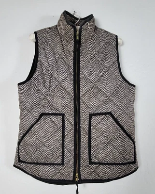 J. Chaleco acolchado Crew para mujer con cremallera negro bolsillos en espiga talla pequeña Foto 1 de 4