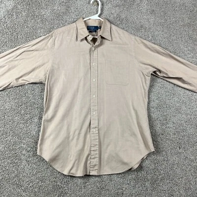 Camisa de Vestir De Colección Polo Ralph Lauren Marrón 16 32/33 Calce Clásico Manga Larga Andrew Foto 1 de 4