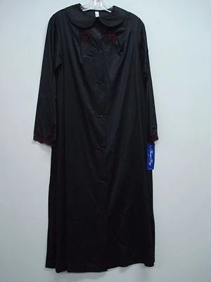 USA Made Nancy King Lingerie Tea Length Robe Size Small Black/Red #793Q - Image 1 of 4