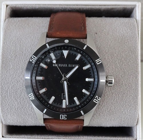 Michael Kors orologio da uomo LAYTON MK8859 orologio di design cinturino in pelle NUOVO con BOX IMBALLO ORIGINALE