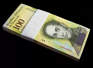 100 x Venezuela 100000 (100.000) Bolívares, 2017, P-100, paquete de billetes aUNC - Imagen 1 de 1