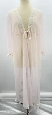 Vintage Peignoir Robe Sheer Pale Pink Lace Shadowline Size Small Lingerie - Image 1 of 4