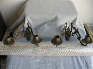 Très belle paire de bougeoirs anciens XIXeme bronze signée L. Pinet déposé. - Imagen 1 de 12
