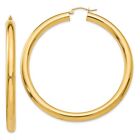 14k Yellow Gold 5mm Tube Hoop Earrings for Women 10.43g L-60mm, W-5mm