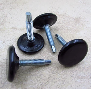 QTY 4 Pastore 5/16-18 X 1-1/2" BLK Plastica Regolabile Livellatore Piede Scivolo Pavimento - Foto 1 di 6