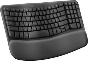 Logitech Wave Keys Wireless Ergonomic Keyboard with Cushioned Palm Rest Graphite - Picture 1 of 7