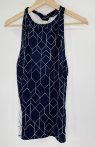 Athleta Angular Power Chi Tank Top in Navy Blue & White Geo Print - Size XS - Picture 1 of 9