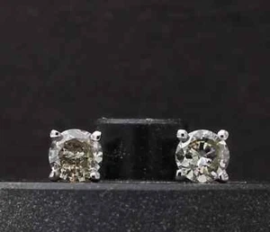 Elegant 1/2ct Total Light Gray Salt and Pepper Diamond Earrings – 14K White Gold - Picture 1 of 3