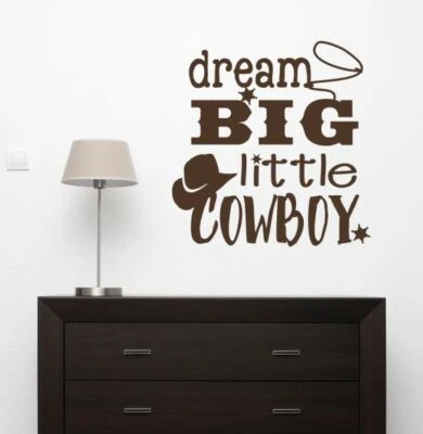 Dream Big Little Cowboy Western Vinyl Letter Art Boy Nursery Wall Decor Decals - Image 1 of 4