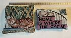 2 Vintage Tapestry Kitty Cat Throw Pillows Feline Pets Home Is Where The Cat Is