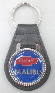 Blue MALIBU Leather Key ring #3294 Bow Tie Chevrolet 1969 1970 1971 1972 1973  - Picture 1 of 3