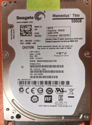 ⭐️⭐️⭐️⭐️⭐️ HDD Hard Drive SATA Laptop 2.5" Seagate ST500LT012 500GB 1DG142-540 - Image 1 of 3