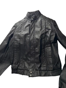 Vintage 80er Jahre by Boule de beige schwarze Lederjacke Sunburst ~ 44 - Bild 1 von 10