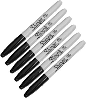Sharpie Permanent-Marker, Feine Spitze, Schwarz, 6 Stück
