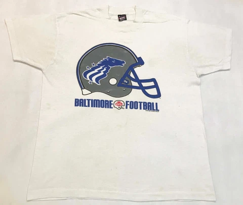 Vintage Fruit of the Loom CFL Baltimore Stallions Football T-Shirt White XL USA Cover