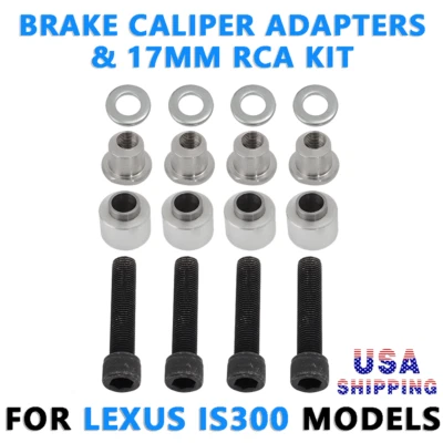 US Stainless Brake Caliper Adapters 17mm RCA Upgraded Kit For Lexus IS300 Models - Image 1 of 4