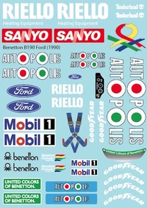Decal Sheet 1/10 Sticker F1 Alf.Rom. Ben 1990 Tamiya XRAY Serpent D1322 - Picture 1 of 2