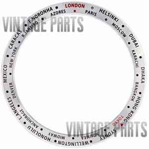 Reloj plano de aluminio plateado estilo mapa del mundo 38 mm bisel inserto apto para reloj SKX007 - Imagen 1 de 1