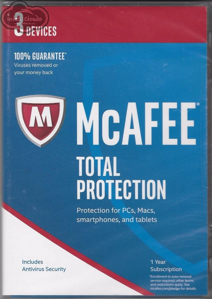 McAfee Total Protection 2017 Antivirus 3 Devices 1 Year Sub Ship