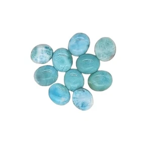 NATURAL LARIMAR 12X10mm OVAL FLAT BACK CABS (LOT OF 10 STONES) UNDER WHOLESALE - Picture 1 of 1