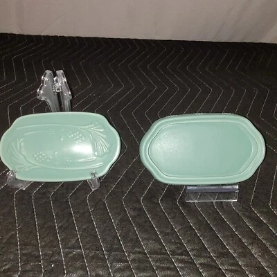 Homemark crowning touch trinket box jade meant green art deco 7" Rare Vintage — 第 1/4 张图片