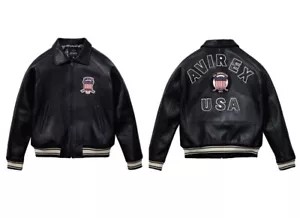 Giubbotto Bomber Uomo Rosso Avirex Vera Pelle Volo Americano Giacca Pelle - Foto 1 di 2