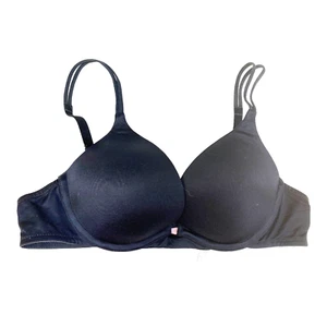 34A 149641-093 Victorias Secret VERY SEXY Black Twin Strap push up Bra EUC Satin - Picture 1 of 3