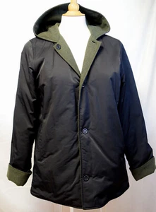 LL Bean Loden Green Wool Mix Reversible Black Water Resistant Thinsulate Coat-M - Picture 1 of 10