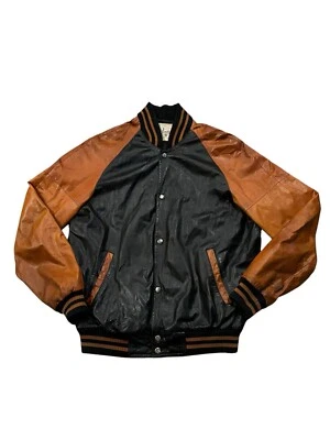 Chaqueta Bomber De Colección Comstock RC Negra Marrón Cuero Suave Para Hombre Talla 42 Foto 1 de 4