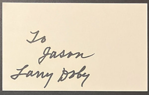 Larry Doby Signed 3x5 Index Card HOF Cleveland Indians Negro Leagues Autograph