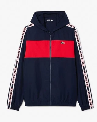 Lacoste Sport Colour Block Logo Stripe Tennis Jacket Navy L - Image 1 of 4