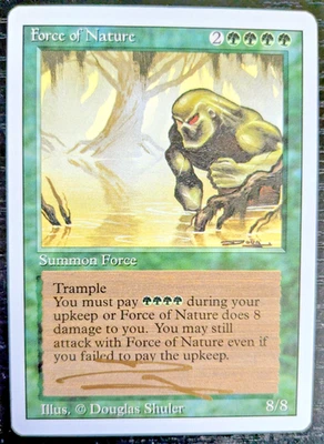 MTG REVISED RARE 1994 Force of Nature SIGNED IN GOLD BY DOUGLAS SHULER - Image 1 of 2