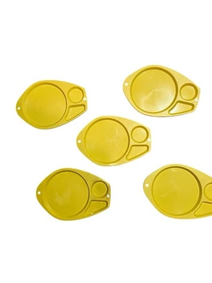 Juego De 5 Platos Divididos De Colección Camping Picnic Amarillo Melamina Años 70 MCM Retro Foto 1 de 3
