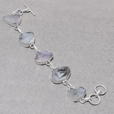 Bracciale bianco crepa cristallo gemma fatto a mano moda gioielli etnici 7"... - Immagine 1 di 4