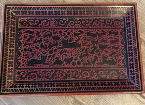 Bandeja vintage de madera lacada de arte popular mexicano Olinala pintada a mano - Imagen 1 de 9