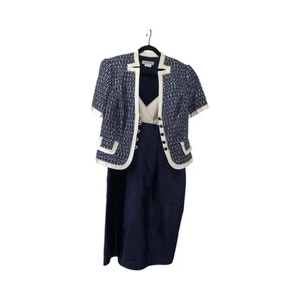 Kay Unger Нью-Йорк темно-белый платье с укороченный куртка размер 14 - Изображение 1 из 4