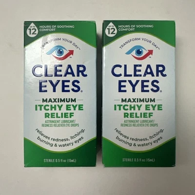 (2) Lubricante alivio máximo picazón ojos ojos claros alivio enrojecimiento 0,5 oz 12/26 Foto 1 de 3