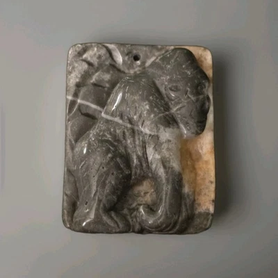 Colgante de piedra de ágata en relieve gorila africano tallado a mano 2x1,5" regalo Foto 1 de 4