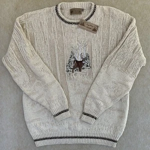 NWT Vintage Shenandoah Sweater Mens XLT Tall Embroidered Deer Stag Cotton - Picture 1 of 11