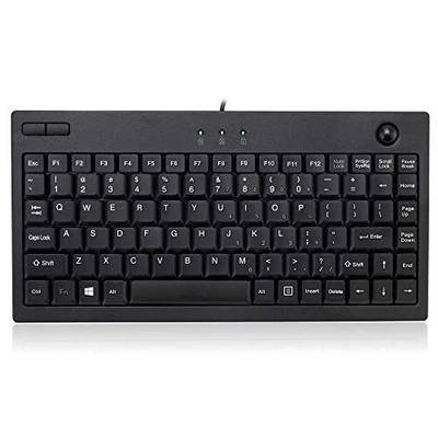 ADESSO AKB-310UB WIRED USB MINI TRACKBALL USB KEYBOARD 87-KEY US LAYOUT - BLACK - Image 1 of 4