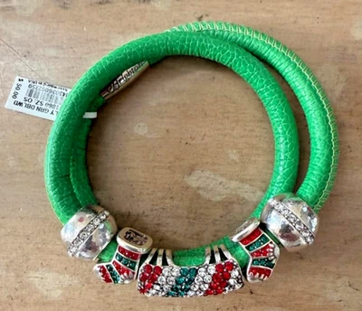 Brazalete doble BRIGHTON verde Woodstock con cuentas brillantes y brillantes Precio de venta sugerido por el fabricante: $171 nuevo con etiquetas Foto 1 de 4