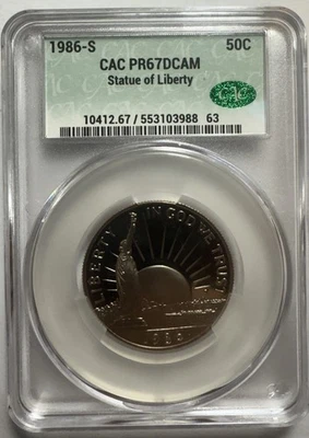 1986 S CAC PR67 DCAM 50c Statue Of Liberty Half Dollars - Image 1 of 4