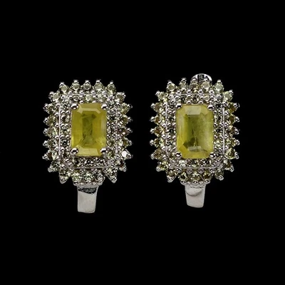 Pendientes de plata de ley 925 octágono zafiro amarillo 6x4 mm zafiro piedras preciosas Foto 1 de 4