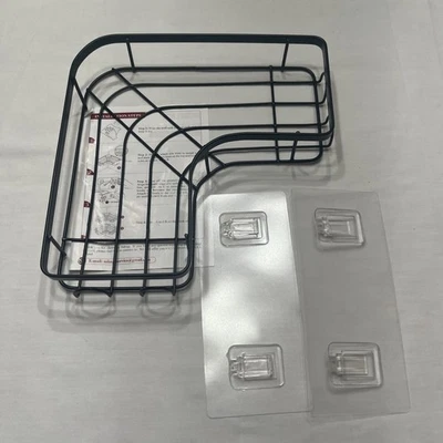 Corner Shower Caddy 8x3.75x1.5 Inch Black Adhesive Shower Caddy Rd Description - Image 1 of 2