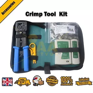 EZ RJ 45 MODULAR CRIMP TOOL + 100 CAT5 POE PLUGS + STRIPPER + CASE + TESTER  - Picture 1 of 7