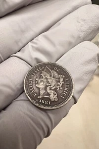 1881 Three 3 Cent Nickel - Picture 1 of 3