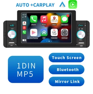 Radio de coche 1 Din 5" Apple CarPlay/Android Auto FM Bluetooth pantalla táctil - Imagen 1 de 14