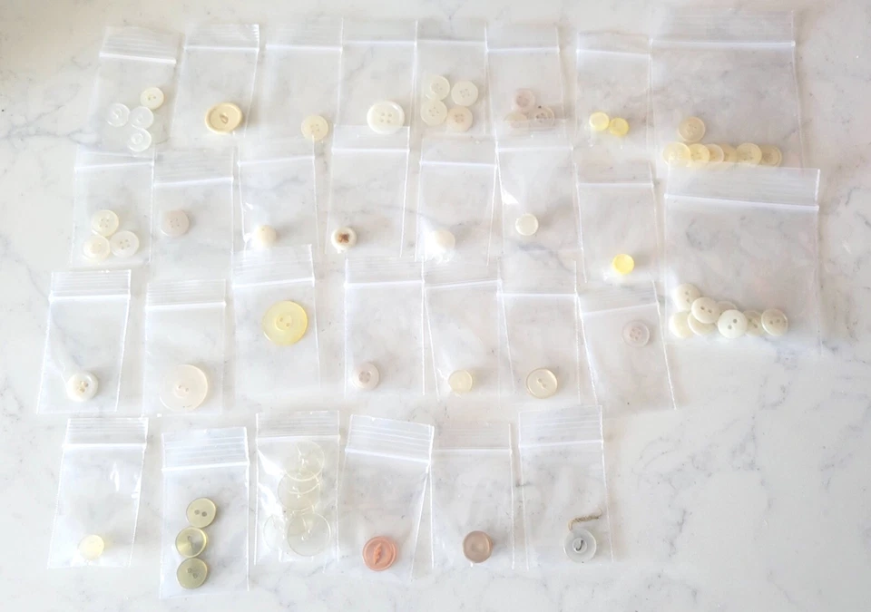 Vintage LOT White Ivory Cream Assorted  Plastic Sewing Buttons 1930-1980s - Image 1 of 1